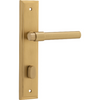 Door Lever Helsinki Stepped Privacy Pair Brushed Brass CTC85mm H237xW50xP44mm in Brushed Brass