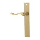 Door Lever Stirling Rectangular Latch Left Hand Fixed Brushed Brass L116xP62mm BPH240xW38mm in Brushed Brass