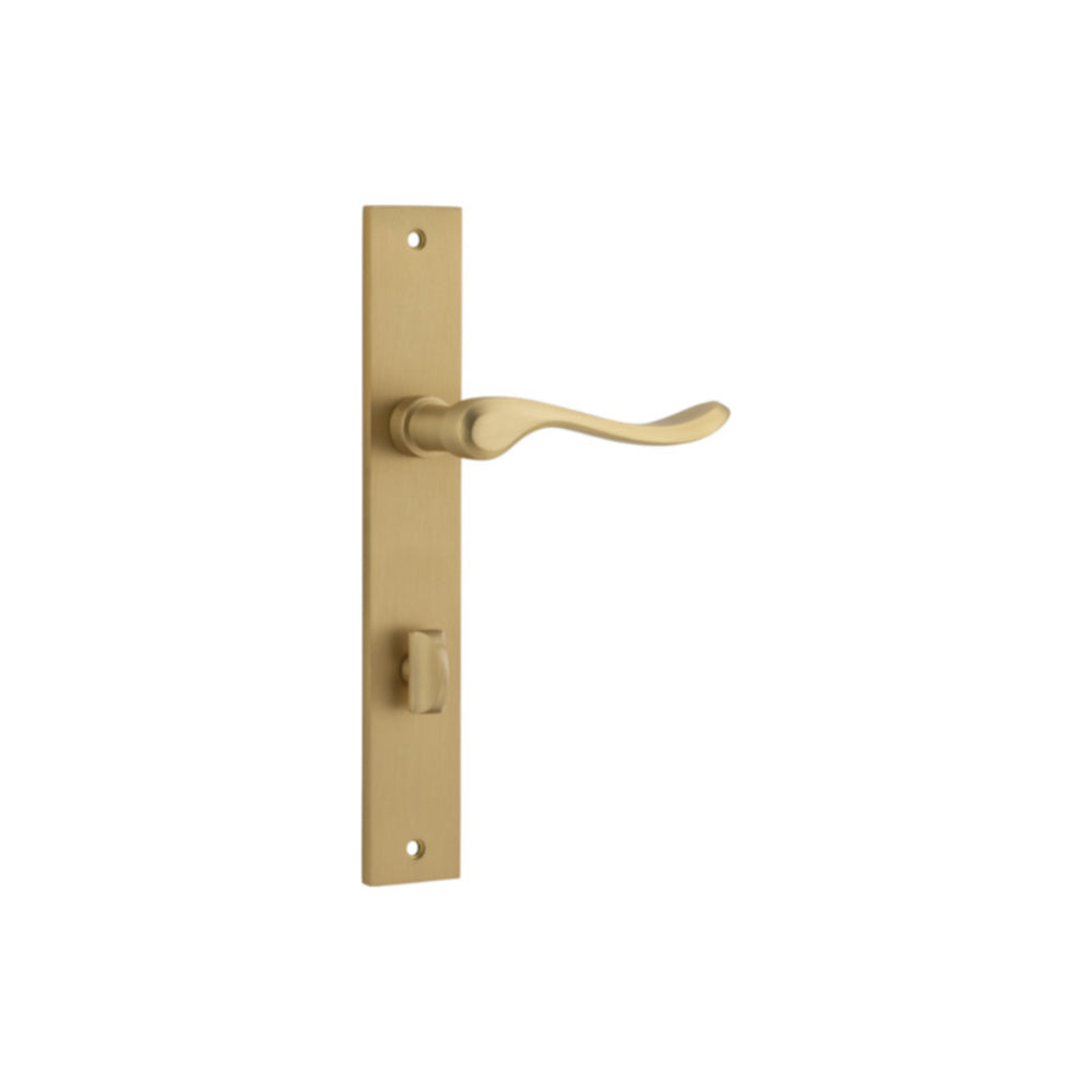 Door Lever Stirling Rectangular Privacy Pair Brushed Brass CTC85mm H240xW38xP64mm in Brushed Brass