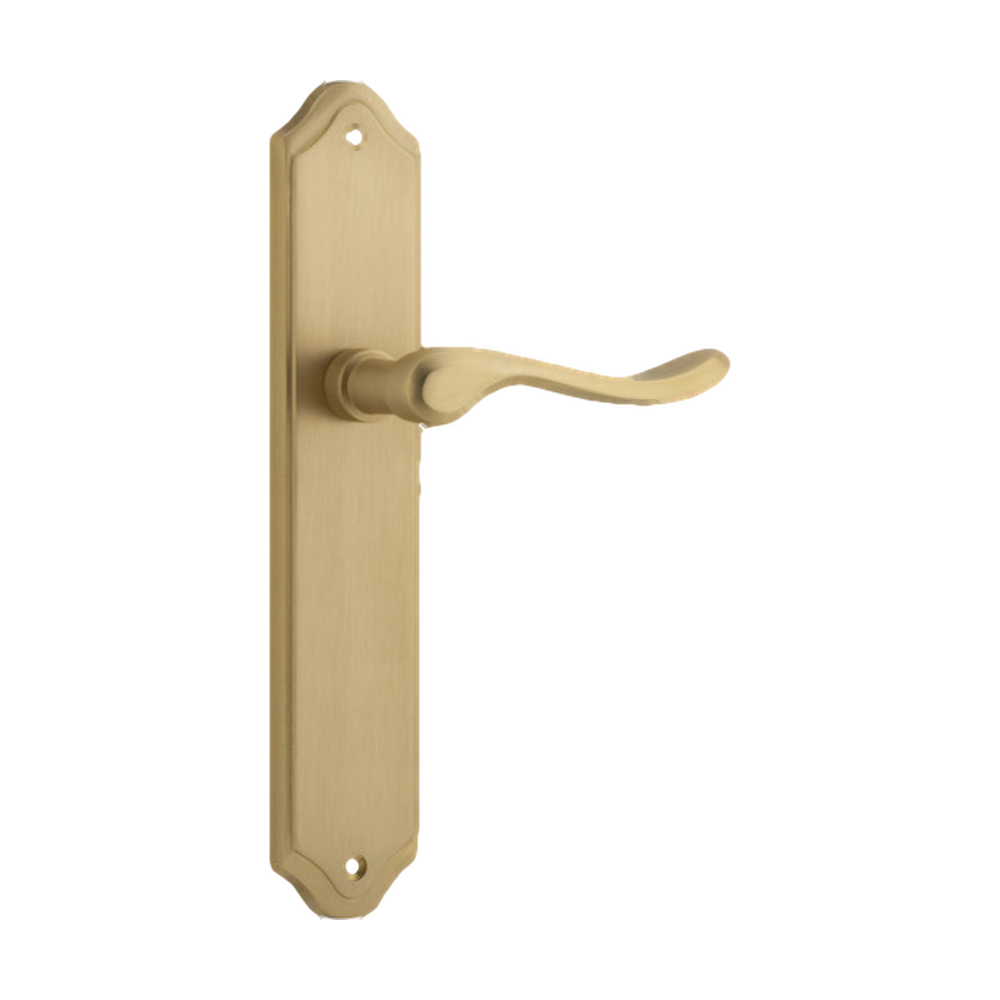 Door Lever Stirling Shouldered Latch Pair Brushed Brass H250xW48xP64mm in Brushed Brass