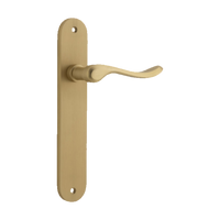 Door Lever Stirling Oval Latch Pair Brushed Brass H240xW40xP64mm in Brushed Brass