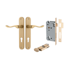 Door Lever Stirling Oval Euro Pair Brushed Brass CTC85mm H240xW40xP64mm Entrance Kit Mortice Lock Euro Brushed Brass CTC85mm Backset 60mm, Euro Cylinder Key Thumb 6 Pin Brushed Brass L70mm  
 KA1 in Brushed Brass