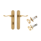 Door Lever Stirling Oval Privacy Pair Brushed Brass CTC85mm H240xW40xP64mm Privacy Kit Tube Latch Split Cam 'T' Striker Brushed Brass Backset 60mm, Privacy Bolt Round Bolt Brushed Brass Backset 60mm in Brushed Brass