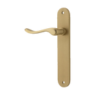 Door Lever Stirling Oval Latch Left Hand Fixed Brushed Brass L116xP62mm BPH240xW40mm in Brushed Brass