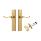 Door Lever Stirling Stepped Latch Pair Brushed Brass H237xW50xP64mm Passage Kit, Tube Latch Split Cam 'T' Striker Brushed Brass Backset 60mm in Brushed Brass