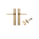 Pair of Iver Baltimore lever door handles on rectangular backplates in a sleek, modern design, shown in a close-up view.
