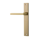 Door Lever Baltimore Rectangular Latch Left Hand Fixed Brushed Brass L118xP54mm BPH240xW38mm in Brushed Brass