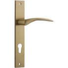 Door Lever Oxford Rectangular Euro Brushed Brass CTC85mm H237xW50xP60mm _x000D_ in Brushed Brass