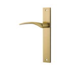 Door Lever Oxford Rectangular Latch Left Hand Fixed Brushed Brass L125xP60mm BPH240xW38mm in Brushed Brass