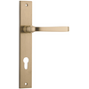Door Lever Annecy Rectangular Euro Brushed Brass CTC85mm H237xW50xP65mm in Brushed Brass