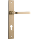 Door Lever Annecy Rectangular Euro Brushed Brass CTC85mm H237xW50xP65mm in Brushed Brass