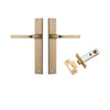 Door Lever Annecy Rectangular Latch Brushed Brass H240xW38xP65mm Passage Kit, Tube Latch Split Cam 'T' Striker Brushed Brass Backset 60mm in Brushed Brass
