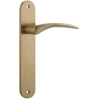 Door Lever Oxford Oval Latch Brushed Brass H237xW50xP60mm in Brushed Brass
