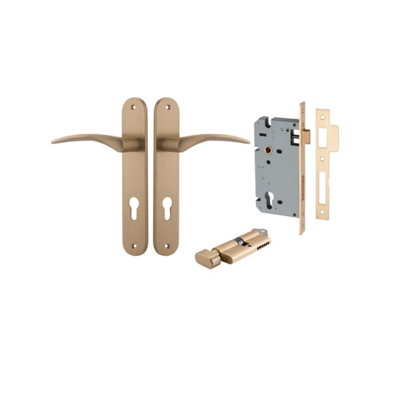 Door Lever Oxford Oval Euro Brushed Brass CTC85mm H237xW40xP60mm Entrance Kit Mortice Lock Euro Brushed Brass CTC85mm Backset 60mm, Euro Cylinder Key Thumb 6 Pin Brushed Brass L70mm   

 KA1 in Brushed Brass