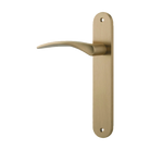 Door Lever Oxford Oval Latch Left Hand Fixed Brushed Brass L125xP60mm BPH240xW40mm in Brushed Brass
