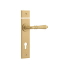 Door Lever Sarlat Chamfered Euro Brushed Brass H240xW50xP55mm in Brushed Brass