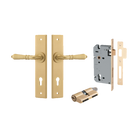 Door Lever Sarlat Chamfered Euro Pair Brushed Brass CTC85mm L111xP55mm BPH240xW50mm Mortice Lock Euro Brushed Brass CTC85mm Backset 60mm, Euro Cylinder Dual Function 5 Pin Brushed Brass 65mm KA4 in Brushed Brass