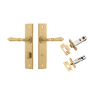 Door Lever Sarlat Chamfered Privacy Brushed Brass CTC85mm L111xP55mm BPH240xW50mm Privacy Kit Tube Latch Split Cam 'T' Striker Brushed Brass Backset 60mm, Privacy Bolt Round Bolt Brushed Brass Backset 60mm in Brushed Brass