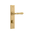 Door Lever Sarlat Chamfered Privacy Brushed Brass H240xW50xP55mm in Brushed Brass