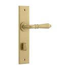 Door Lever Sarlat Chamfered Privacy Brushed Brass H240xW50xP55mm in Brushed Brass