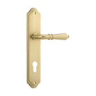 Door Lever Sarlat Shouldered Euro Brushed Gold PVD CTC85mm H250xW48xP57mm in Brushed Gold PVD