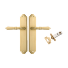 Door Lever Sarlat Shouldered Latch Pair Brushed Gold PVD L111xP55mm BPH250xW48mm Passage Kit Tube Latch Split Cam 'T' Striker Brushed Gold PVD Backset 60mm in Brushed Gold PVD