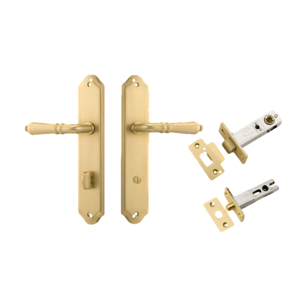 Door Lever Sarlat Shouldered Privacy Brushed Gold PVD CTC85mm H250xW48xP57mm Privacy Kit Tube Latch Split Cam 'T' Striker Brushed Gold PVD Backset 60mm, Privacy Bolt Round Bolt Brushed Gold PVD Backset 60mm in Brushed Gold PVD