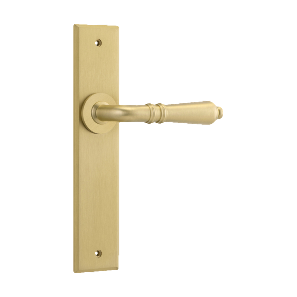 Door Lever Sarlat Chamfered Latch Brushed Gold PVD H240xW50xP55mm in Brushed Gold PVD