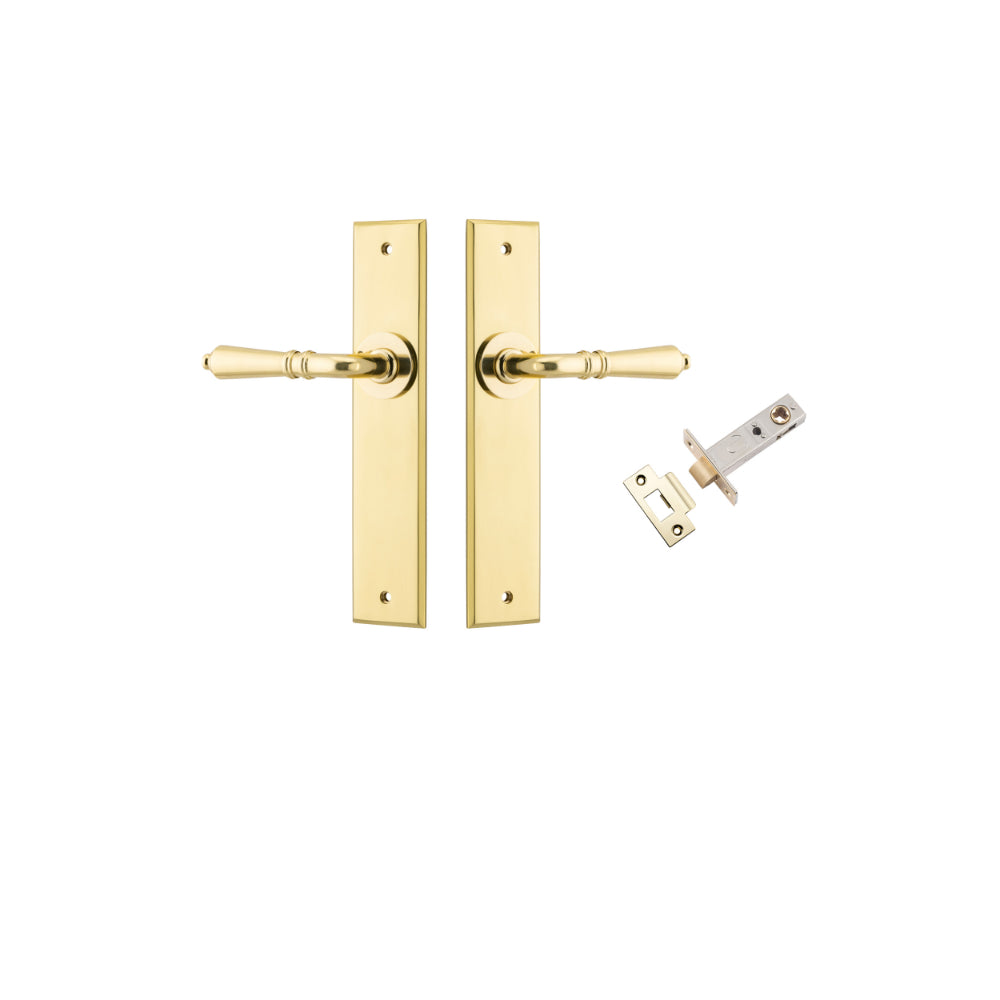 Door Lever Sarlat Chamfered Latch Pair Brushed Gold PVD L111xP55mm BPH240xW50mm Passage Kit Tube Latch Split Cam 'T' Striker Brushed Gold PVD Backset 60mm in Brushed Gold PVD