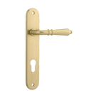 Door Lever Sarlat Oval Euro Brushed Gold PVD CTC85mm H240xW40xP55mm in Brushed Gold PVD