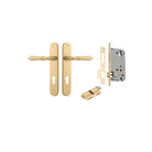 Door Lever Sarlat Oval Euro Brushed Gold PVD CTC85mm H240xW40xP55mm Entrance Kit Mortice Lock Euro Brushed Gold PVD CTC85mm Backset 60mm, Euro Cylinder Dual Function 5 Pin Satin Brass L65mm KA2 in Brushed Gold PVD