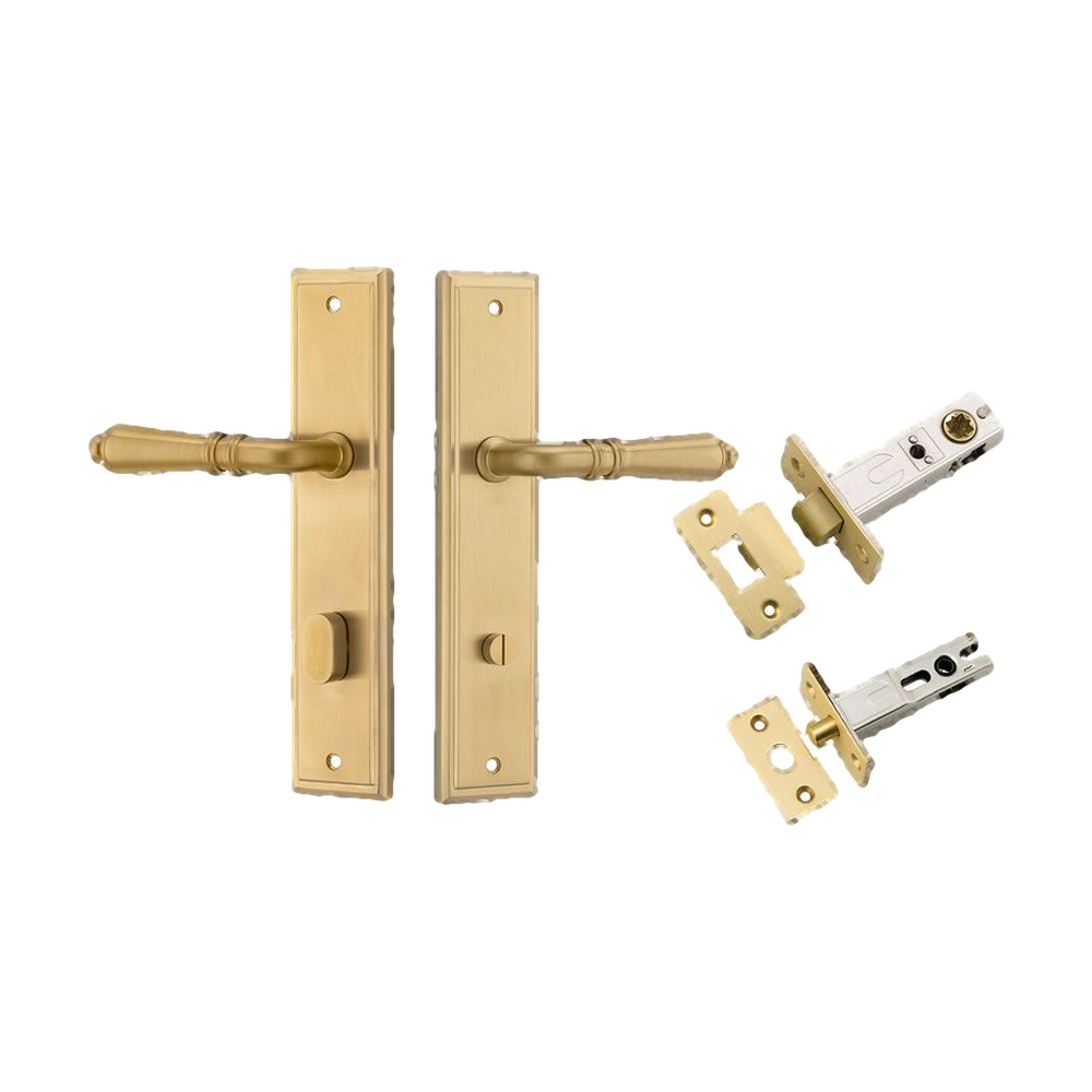 Door Lever Sarlat Stepped Brushed Gold PVD Passage Kit in Brushed Gold PVD