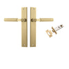 Door Lever Brunswick Knurled Rectangular Brushed Gold PVD L120xP57mm BPH240xW38mm Passage Kit, Tube Latch Split Cam 'T' Striker Brushed Gold PVD Backset 60mm in Brushed Gold PVD