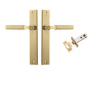 Pair of Iver Brunswick lever door handles on rectangular backplates in a polished finish, shown in a close-up image.