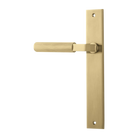 Door Lever Brunswick Rectangular Latch Left Hand Fixed Brushed Gold PVD L120xP57mm BPH240xW38mm in Brushed Gold PVD