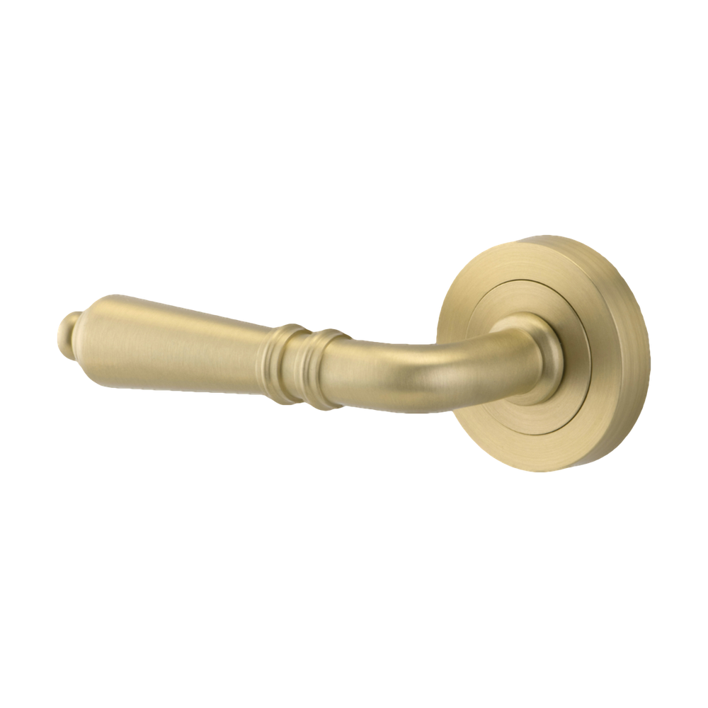 Door Lever Sarlat Rose Round Concealed Fix Left Hand Fixed Brushed Gold PVD L111xP56mm BPD52mm in Brushed Gold PVD