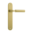 Door Lever Berlin Oval Latch Pair Brushed Gold PVD L120xP57mm BPH240xW40mm in Brushed Gold PVD