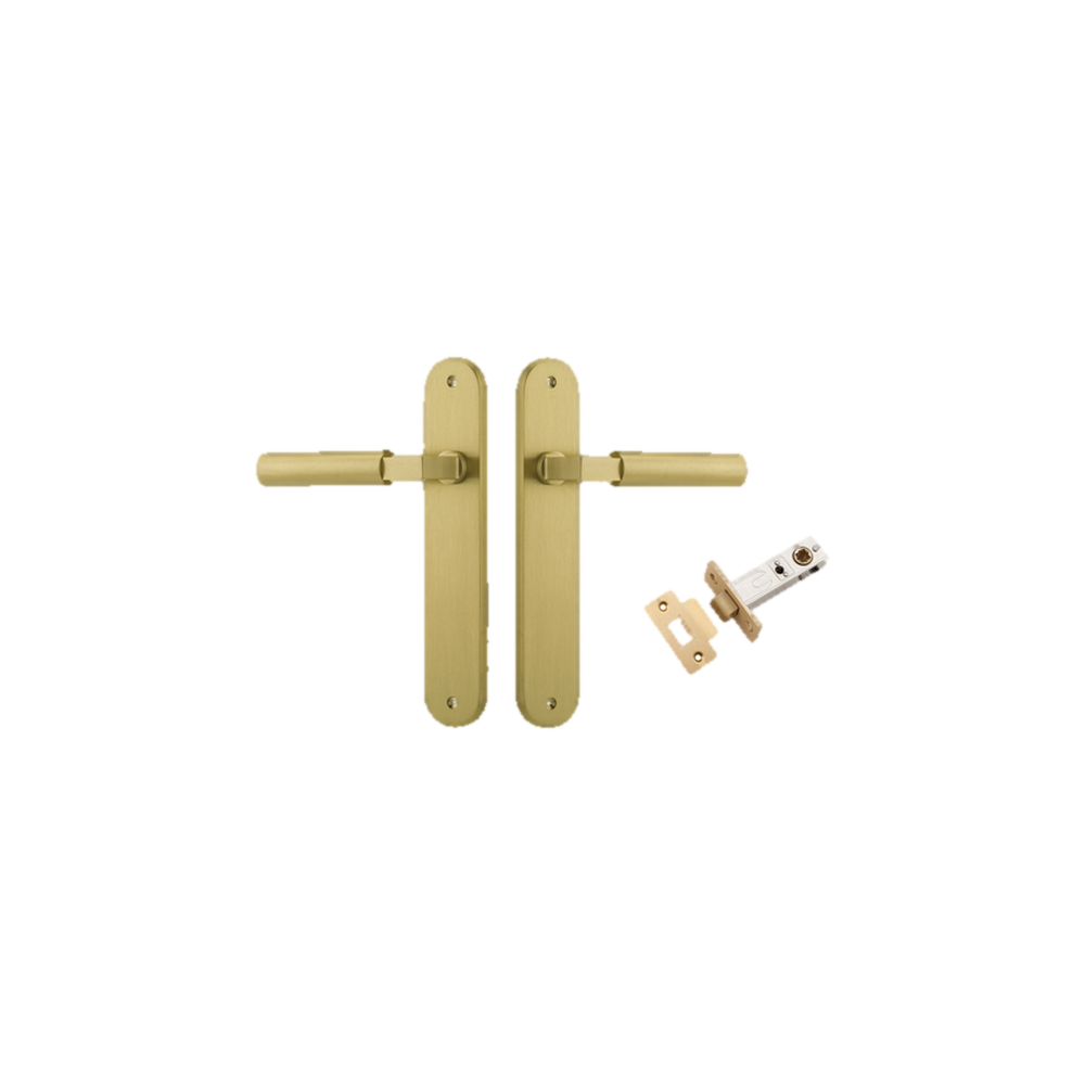 Door Lever Berlin Oval Brushed Gold PVD Passage Kit in Brushed Gold PVD