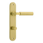 Door Lever Berlin Oval Privacy Pair Brushed Gold PVD CTC85mm L120xP57mm BPH240xW40mm in Brushed Gold PVD