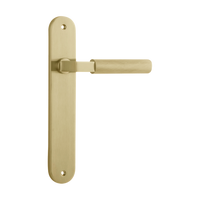 Door Lever Brunswick Knurled Oval Latch Brushed Gold PVD H237xW40xP60mm in Brushed Gold PVD