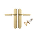Door Lever Brunswick Knurled Oval Brushed Gold PVD L120xP57mm BPH240xW40mm Passage Kit Tube Latch Split Cam 'T' Striker Brushed Gold PVD Backset 60mm in Brushed Gold PVD