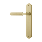 Door Lever Brunswick Oval Latch Left Hand Fixed Brushed Gold PVD L120xP57mm BPH240xW40mm in Brushed Gold PVD