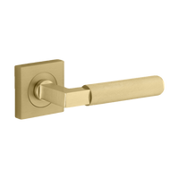 Door Lever Brunswick Knurled Square Rose Pair Brushed Gold PVD H52xW52xP60mm in Brushed Gold PVD