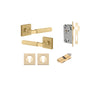Door Lever Brunswick Square Rose Pair Brushed Gold PVD D52xP60mm Entrance Kit, Mortice Lock Euro Brushed Gold PVD CTC85 Backset 60, Euro Cylinder Dual Function 5 Pin Satin Brass L65 KA1, Escutcheon Euro Conc Fix Sq Pair Brushed Gold PVD H52xW52xP11 in Bru