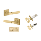 Door Lever Brunswick Square Rose Pair Brushed Gold PVD D52xP60mm Privacy Kit, Tube Latch Split Cam 'T' Striker Brushed Gold PVD Backset 60, Privacy Bolt Rnd Bolt BG PVD Backset 60, Privacy Turn Oval Conc Fix Sq Brushed Gold PVD H52xW52xP23mm in Brushed Gold PVD