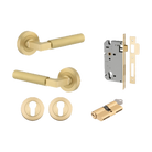 Door Lever Berlin Rose Round Brushed Gold PVD Key / Key Entrance Kit in Brushed Gold PVD