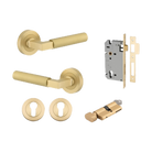 Door Lever Berlin Rose Round Brushed Gold PVD Key / Thumb Entrance Kit in Brushed Gold PVD