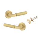 Door Lever Berlin Rose Round Brushed Gold PVD Passage Kit in Brushed Gold PVD