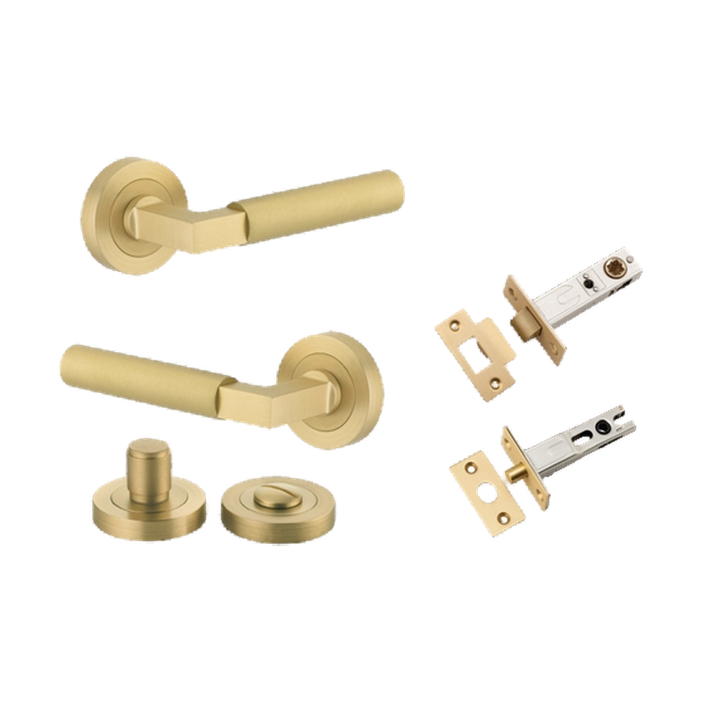 Door Lever Berlin Rose Round Brushed Gold PVD Privacy Kit in Brushed Gold PVD