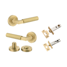 Door Lever Berlin Rose Round Brushed Gold PVD Privacy Kit in Brushed Gold PVD